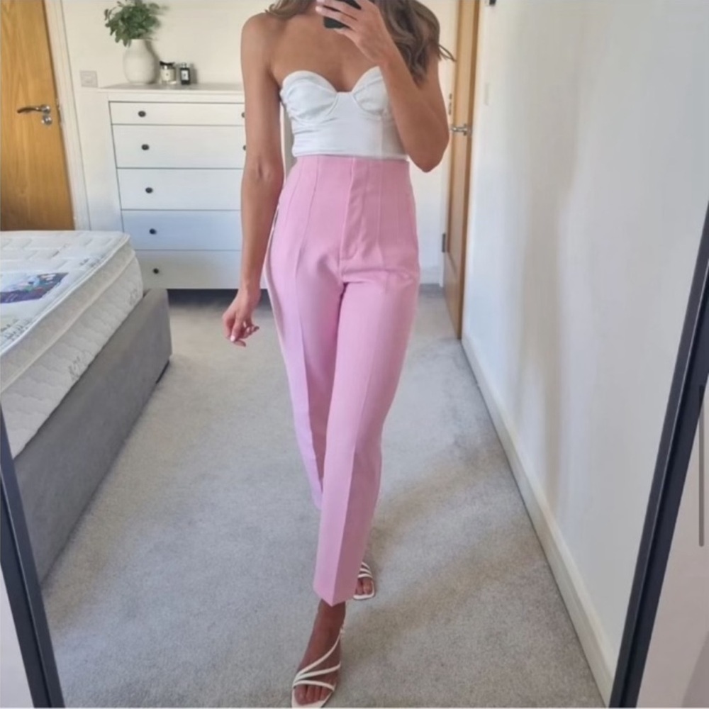 High Waisted Classic Pencil Pant in Pink Small